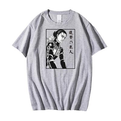 Camiseta japonesa de anime Attack on Titan Harajuku Eren Yeager estampada Hip Hop manga curta Tee Tops unissex