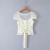European Style Floral Lace Tie-up Mesh Blouse, Autumn 2025