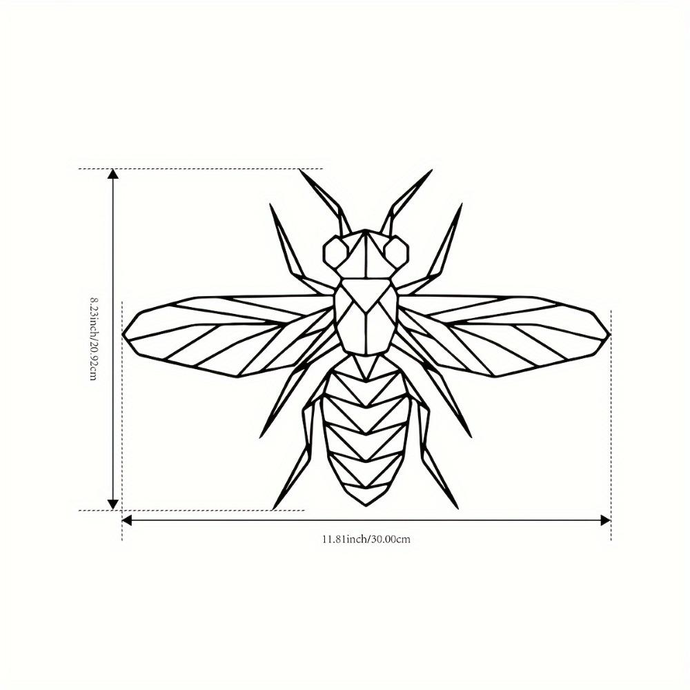 1pc Art Deco Metal Bee Wall Art, Geometric Iron Insect Sculpture, Outdoor Garden Patio Decor, Indoor Living Room Balcony Hanging 12in