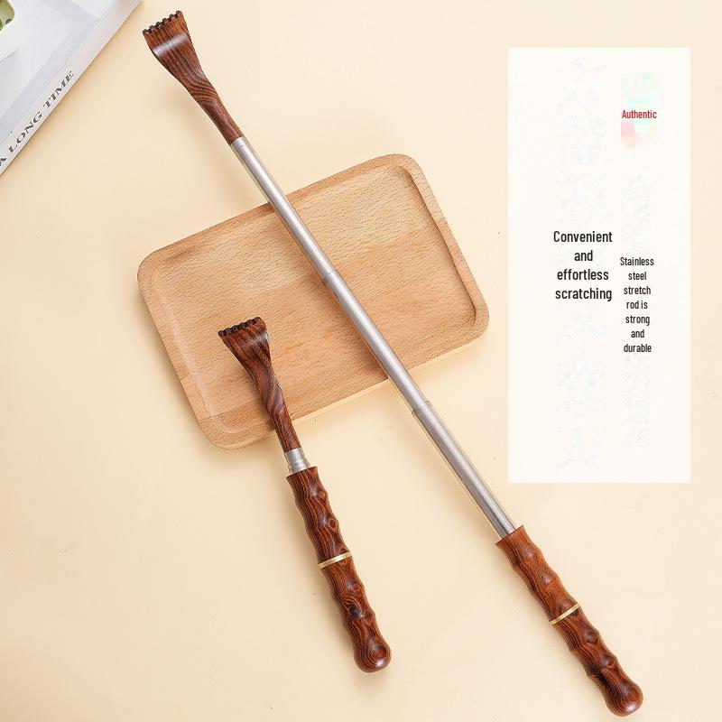 Portable Wooden & Stainless Steel Retractable Itch Scratcher