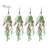 Realistic Fabric Leaves for Crafting Artificial Hanging Vines with Red Berries, Plastic Cascading Greenery Plants, Decorative Faux Wreath Draping