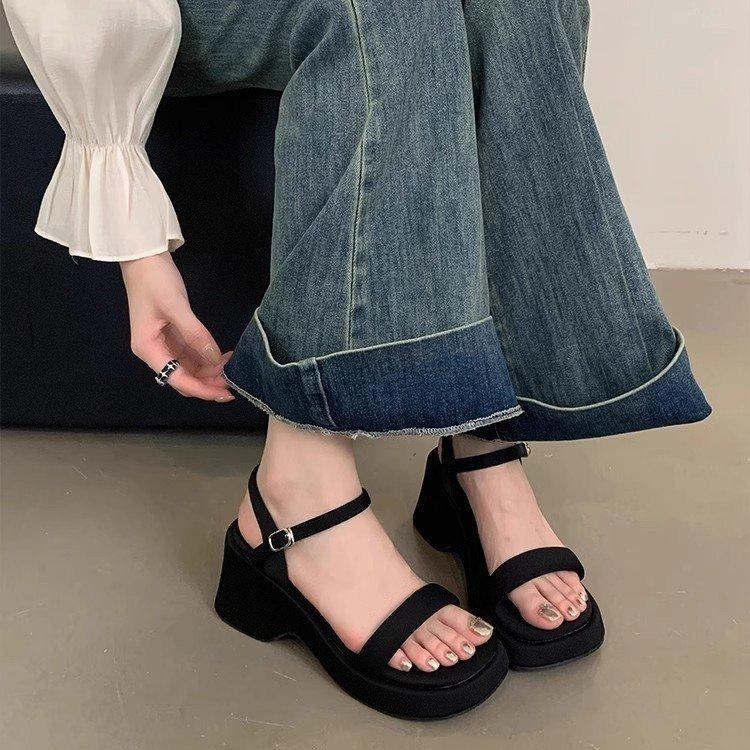 thick-soled wedge sandals women's summer 2025 new with skirt high heels fairy style high-end Roman sandals