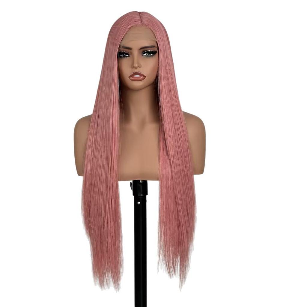 Pink Brightening Fashionable Long Straight 13*4 Front Lace Women's Wig