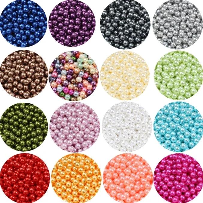 Multi Color Round No Hole Acrylic Imitation Pearl Beads Loose Bead For DIY Scrapbook Decoration Crafts Sewing 3/4/6/8/10mm