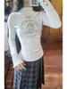 Women's Spicy Girl Half-High Collar Fleece T-Shirt - Slim Fit, Long Sleeve, Autumn/Winter Top