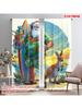 2pcs, plane printing Creative Curtains Tropical Beach Santa Surf Durable 100% Polyester Fabric (without rod) Art Deco Festive