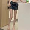 Women High Waist Slim Fit Denim Skort with Belt Solid Color Pockets Ultra-mini Skirt Fashion Accessories