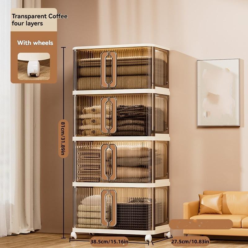 1Pc Foldableing Storage Cabinet Home Living Room Bedroom Gap Storage Cabinet Bedside Sliding Door Finishing Storage Cabinet