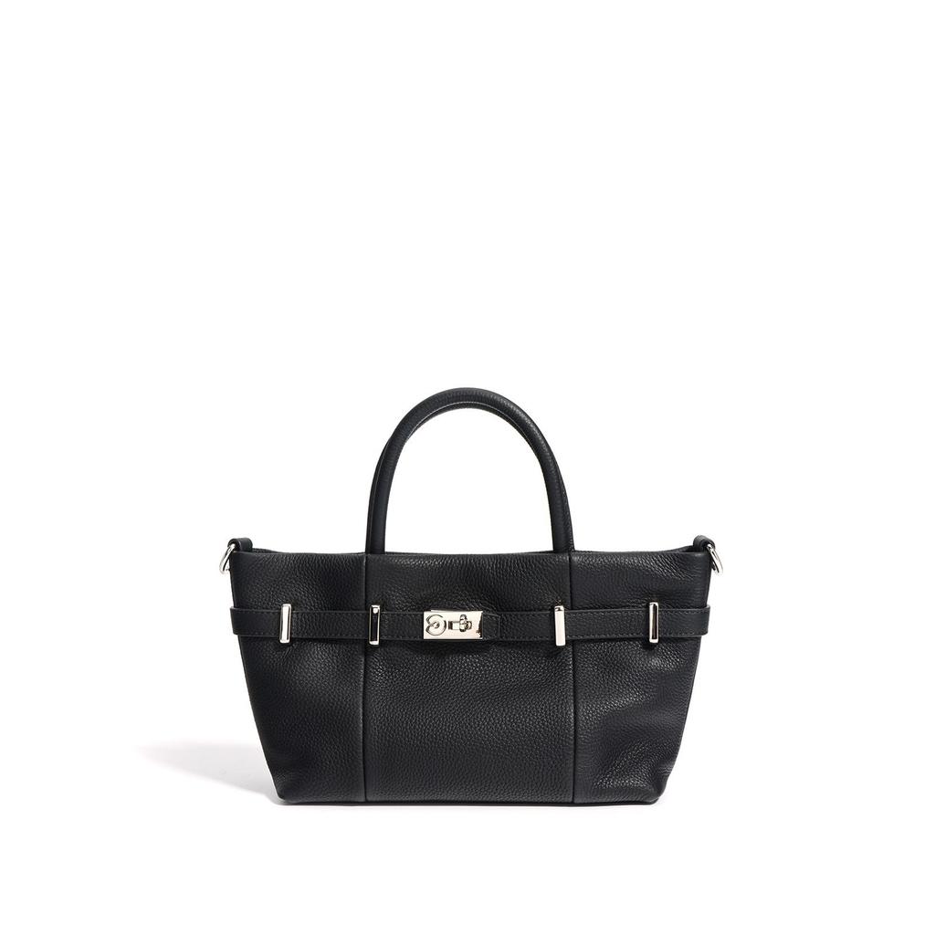 New First-layer Cowhide Lychee Pattern Handbag 2025 Simple Commuting Versatile Single Shoulder Messenger Bag Horizontal Platinum Bag