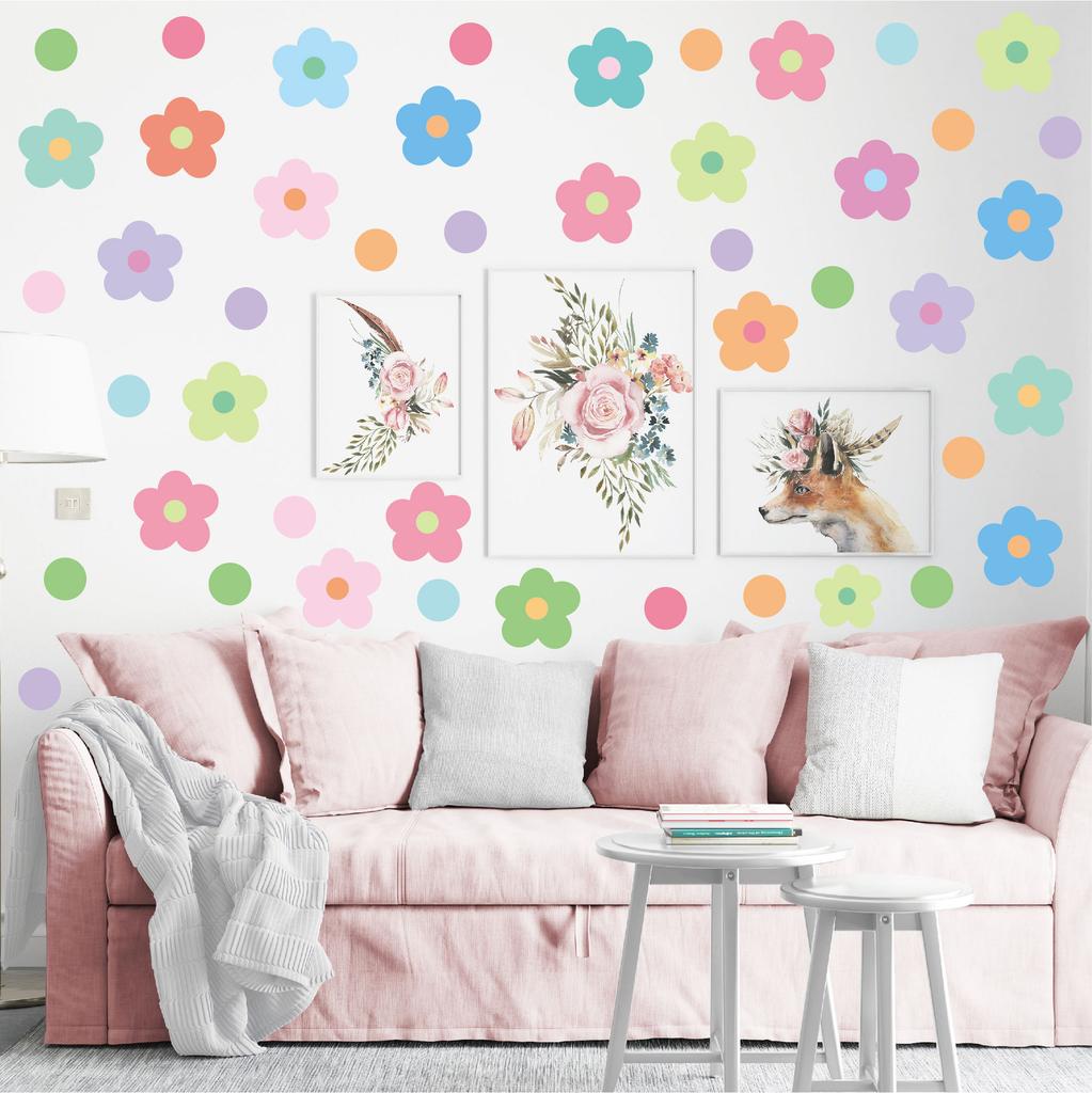 Colorful Multi-Style Chrysanthemum Wall Stickers Set - Removable No Residue Self-Adhesive Flower Decals, Waterproof Art Stickers