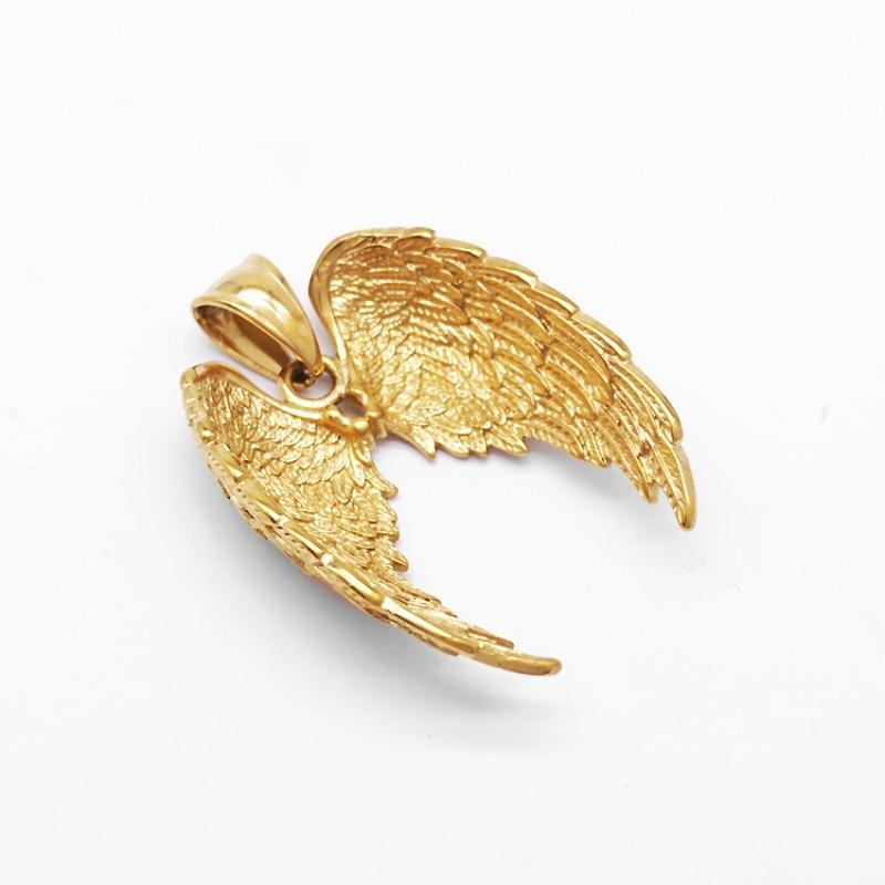 Casting Vintage Personality Angel Wings Pendant Punk Hip Hop Tide Men's and Women's Stainless Steel Titanium Steel Necklace