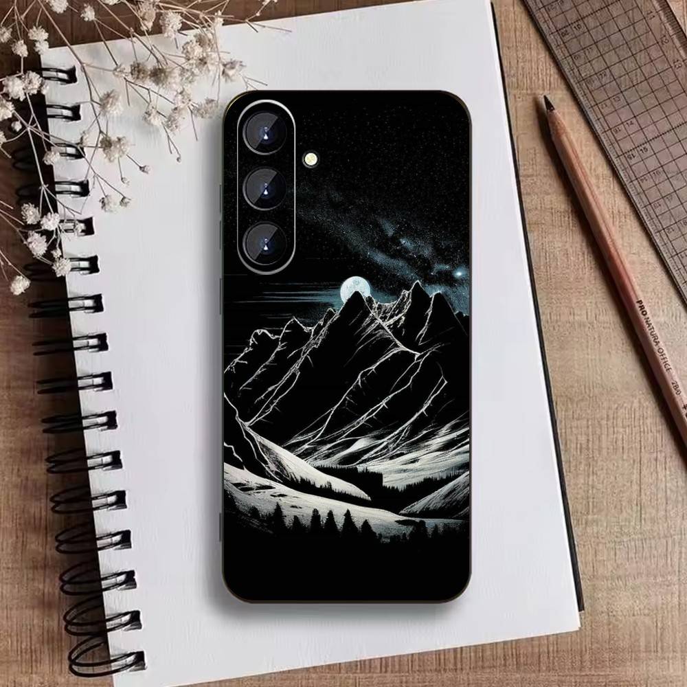 Dark Space Astrology Mountain Phone Case For Samsung Galaxy A73,A21s,A22,A31,A52,A53,A71,A41Soft Black Shell