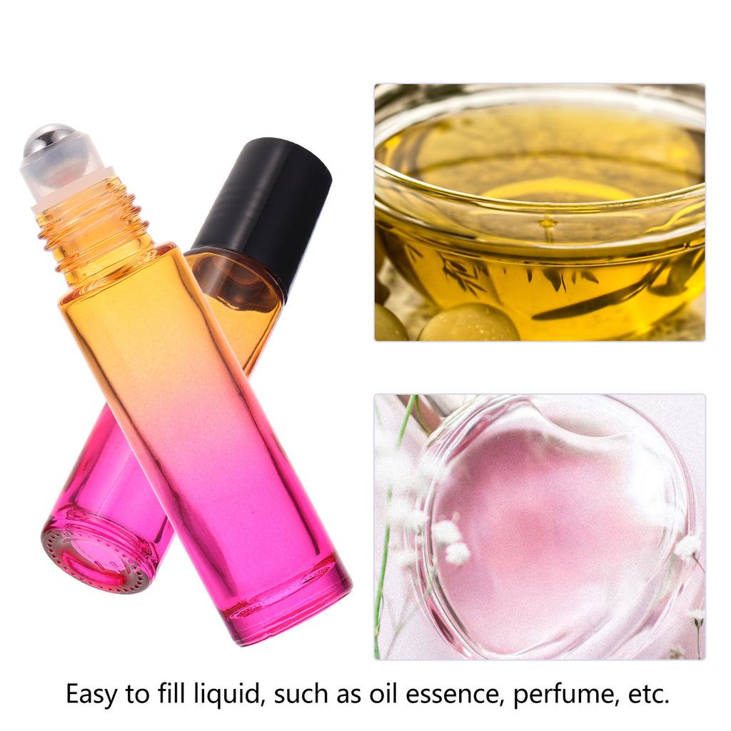 10Pcs 10Ml Glass Roller Bottles Essential Oil Storage Roll-on Sub Bottles Portable Leak-Proof Refillable Containers for Perfume
