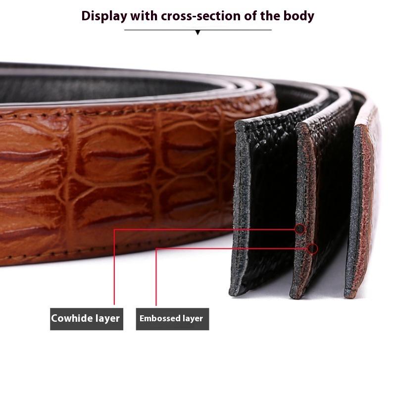 Krokodýlí vzor Tělo pásku Automatická přezka Pásek Pravá kůže Pánský pásek