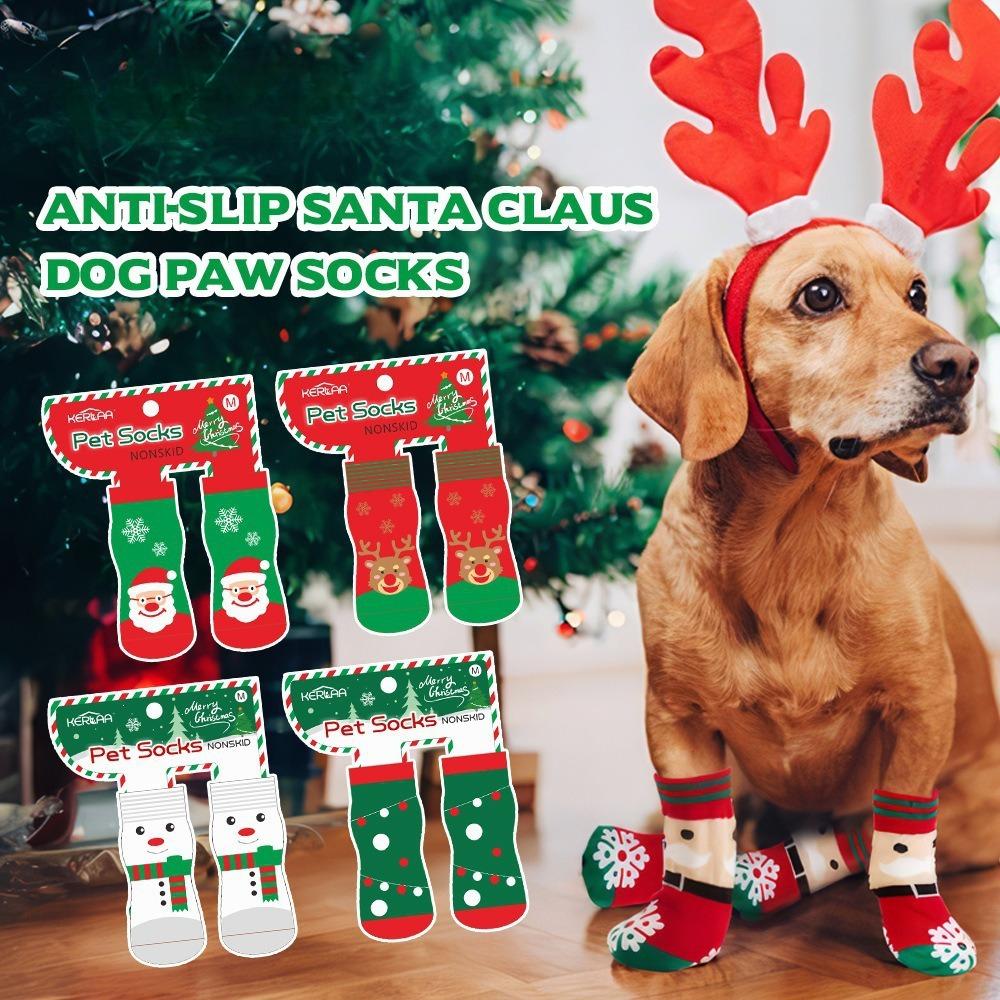 Christmas Dog Socks Elk Snowman Small and Medium Dogs Pet Socks Non-slip Foot Cover Christmas Supplies Pet Products