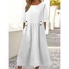 Baumwoll-Leinen A-Linien-Kleid mit Rüschen-Details für den sommerlichen Freizeitlook