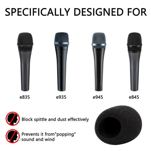 Geekria 2-Piece Creators Foam Windscreen Compatible with Sennheiser E 935, E 945, E 835, and E 845-S Microphones, Includes Anti-Pop Foam Cover, Microp