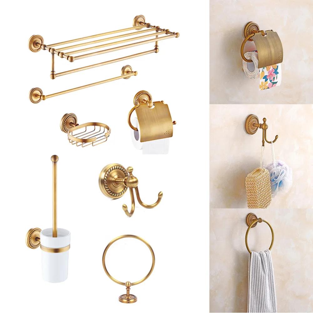 7PCS Luxury Bathroom Accessories Set - Toilet Paper Holder, Soap Dispenser, Towel Rack, Brush Holder - Modern & Elegant Decor