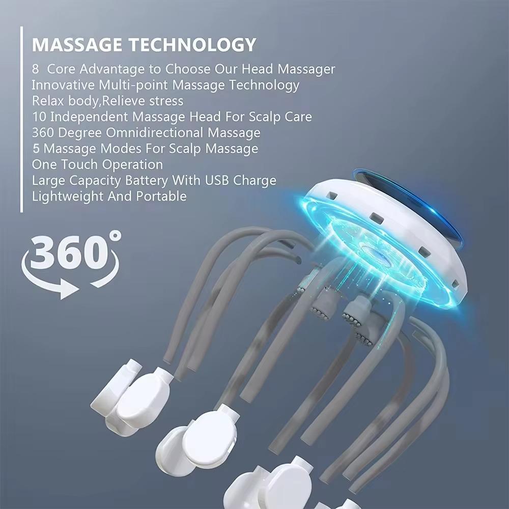 Stress Relief Electric Head Massager Octopus Claw Scalp Massager  For Relaxation Stress Migraine
