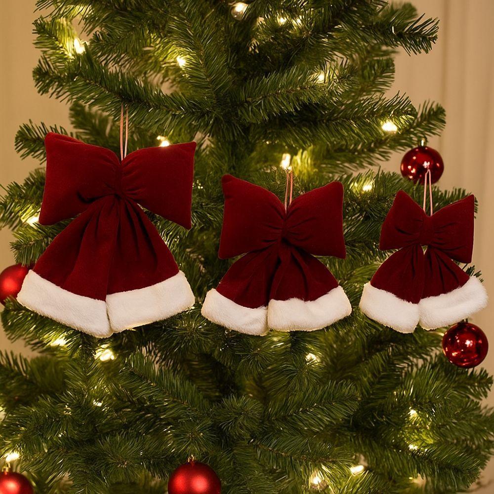 Soft Christmas Tree Bowknot Wine Red Bowknot Hanging Ornament  Home Decoration