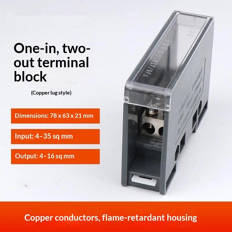 One In Multiple Out Din Rail Terminal Block 150A Universal Distribution Box Wire Connector Abs/Copper Power Junction Box