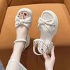 Fairy wind platform sandals women wear summer models 2025 new bow thick heel with fashion beach shoes