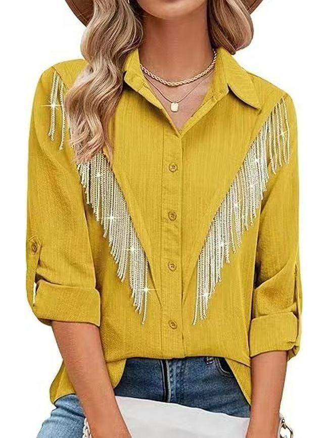 Summer Women's Unique Vertical Stripe Print Long Sleeve Shirt