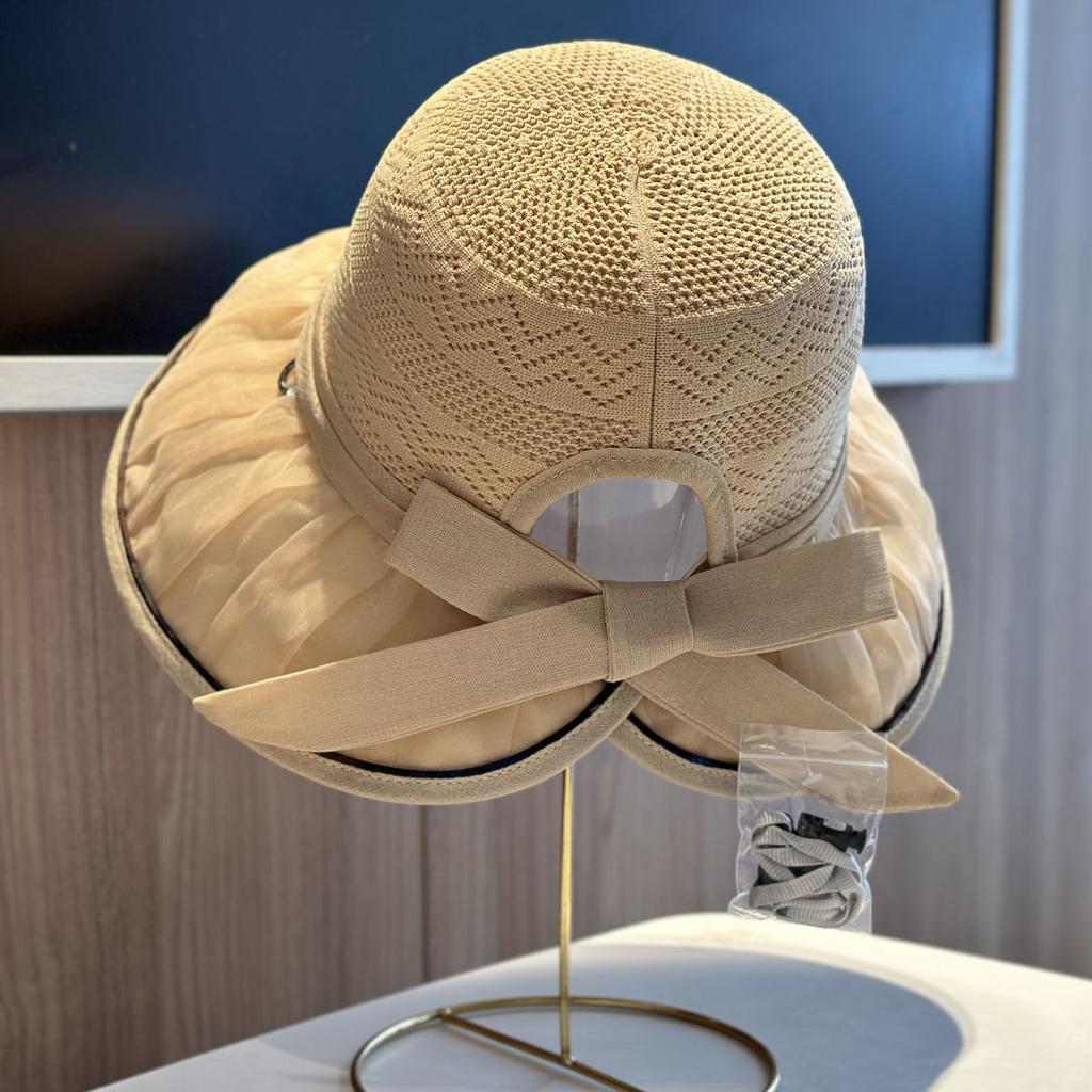 Summer New Hat Women's Sunshade Hollow Beach Bucket Hat Outdoor Travel Bow Sun Hat