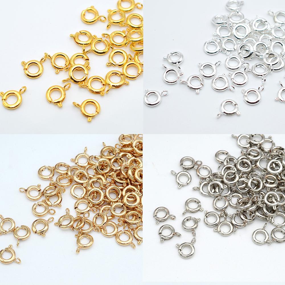 10Pcs Pure Copper Plated O Spring Clasps Round End Connectors For DIY Bracelet Jewelry Making Accessories