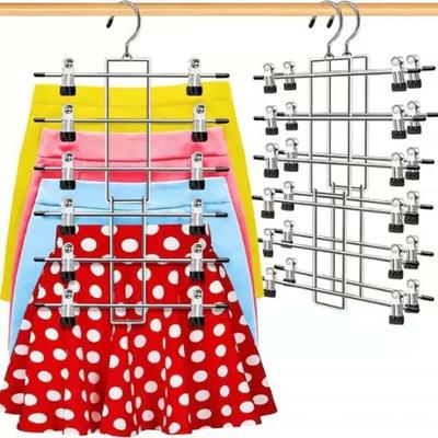 6 Layer Clothes Hangers Metal Non Slip Clothing Storage Rack Holder Multifunctional Space Saving Multilayer Skirt Trouser Hanger