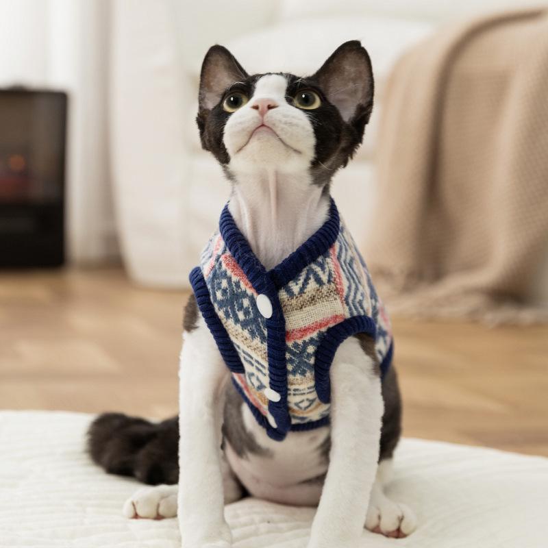 Autumn and winter pet clothes traction vest cotton coat cat clothes German cat hairless