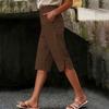 Pantaloni Caprid da Donna Vita Alta Casual Estivi con Tasca Laterale