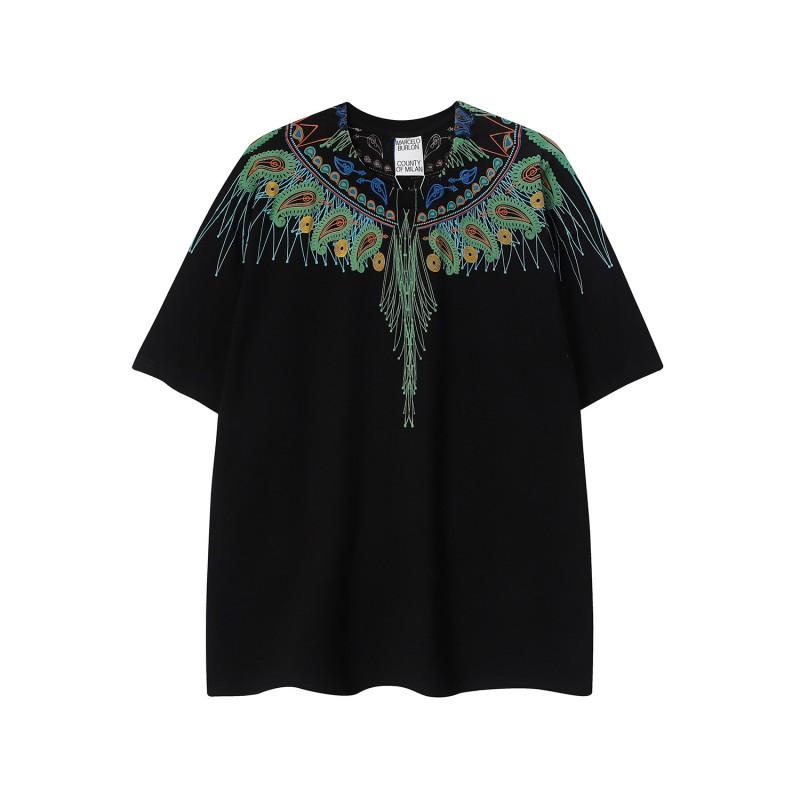 MB Gradient Wings T Shirt Men Women Loose Casual Short Sleeve Tee