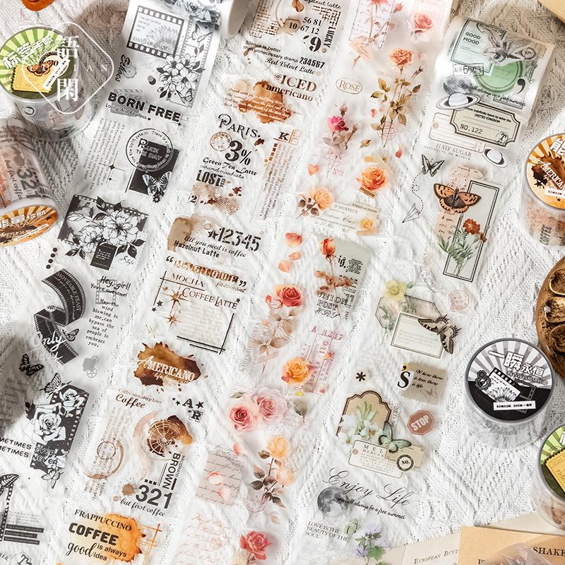 Yu Xian Matte PET Die-cut Tape Old Garden Dreams Series: Retro Journal Stickers (4 Styles)