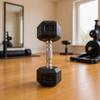 Hexagonal Rubber Coated Dumbbell for Home Gym Muscle Building, Cast Iron