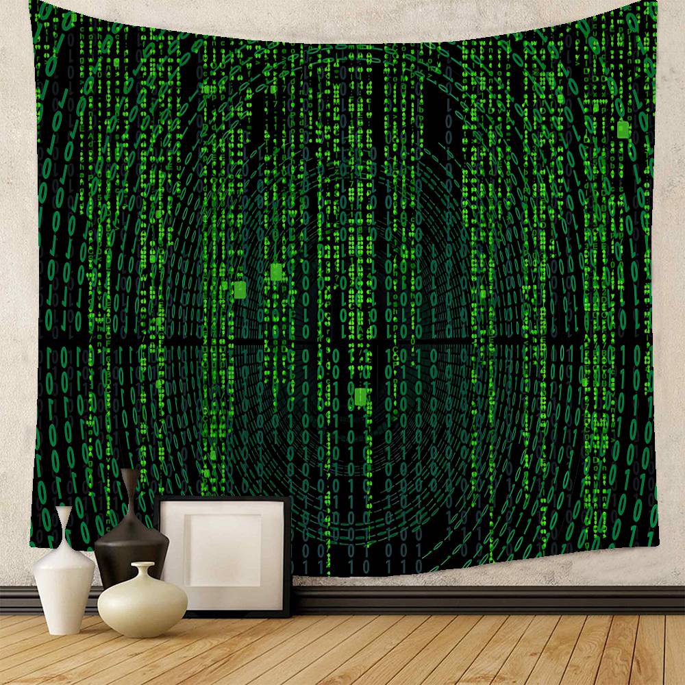 Binary Code The Matrix Program Chart Printed Large Wall Tapestry Indian Buddha Wall Decoration Witchcraft Bohemian Hippie Wall