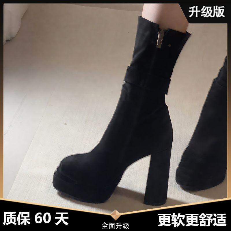 Retro two-wear high-heeled boots for women's 2025 new autumn and winter versatile and thin, heel but knee knight boots