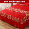 3PC Printed Bed Skirt Set 1Bed Skirt+2Pillowcases Floral Lace Bed Skirt Breathable Soft Bed Cover Bedding Set 360 ° Anti Slip Mattress Protector Cover