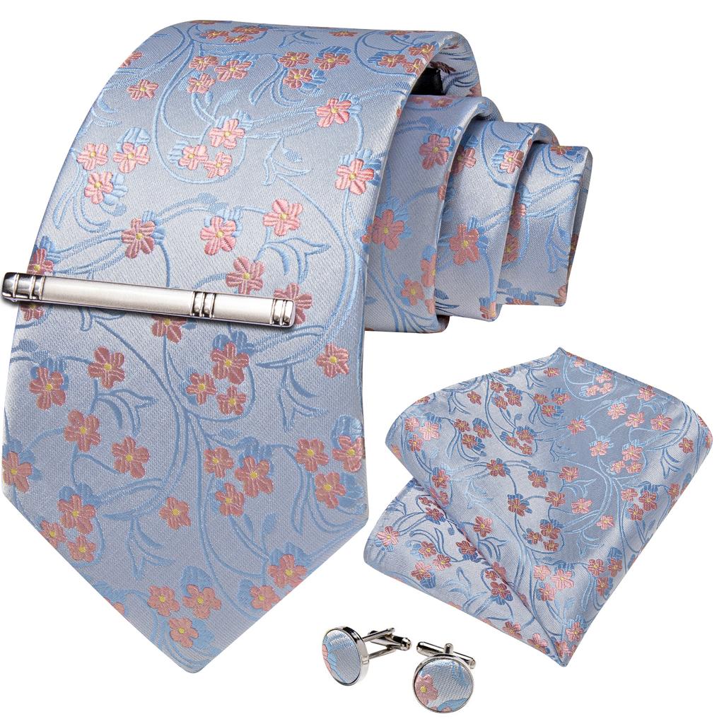 Slik Herren-Krawattenklammer-Set, rot, Schnee, Krawatte, Einstecktuch, Manschettenknöpfe, Hochzeit, Party, USA