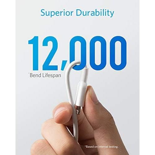 Anker PowerLine II Lightning USB Cable MFi Certified Ultra Durable Compatible with iPhone 14 / 13 / 12 / SE (3rd Generation) / iPad (0.9m White x 3)