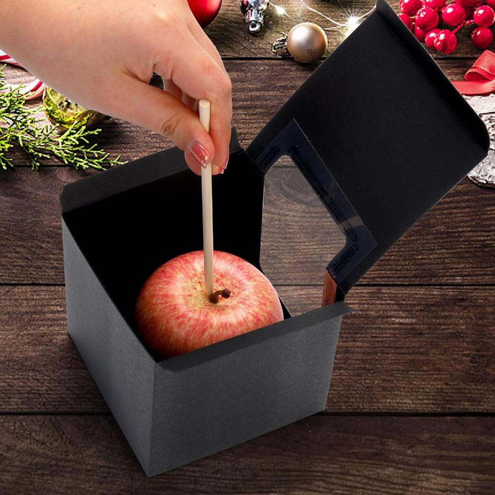 20pcs Black Treat Boxes with Transparent Window and Hole Paper Gift Box Square Gift Packing Box for Party Wedding Thanksgiving New Year's Dates