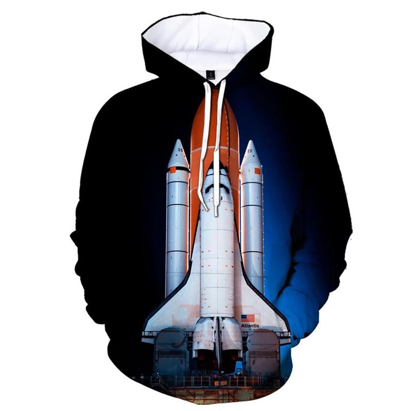 Herbst Space Shuttle Rakete 3D Druck Hoodies Herren Damen Mode Lässige Sweatshirts Übergroßer Hoodie Pullover Trainingsanzug Kleidung