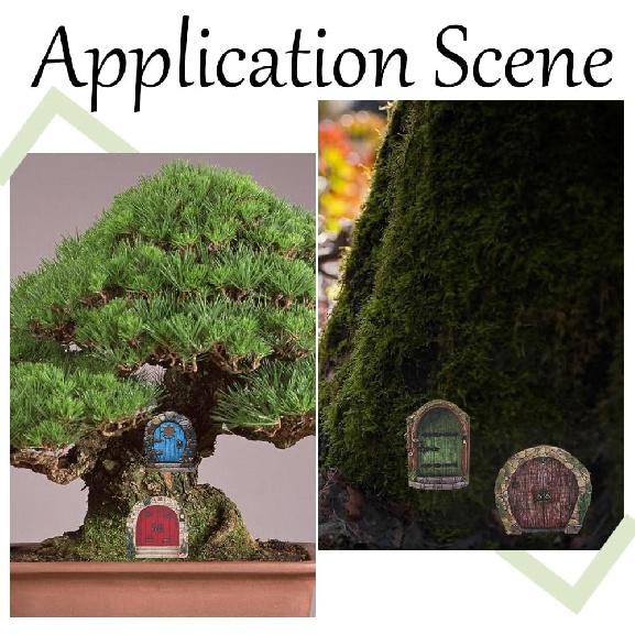 GORGECRAFT 4 SZT 4 Style Miniaturowe Drzwiczki do Bajkowego Ogrodu na Drzewo Drewniane Drzwiczki Okna Akcesoria Ścienne Zestaw DIY Rzeźba Artystyczna Dekoracja Zewnętrzna na Pień Drzewa Bonsai