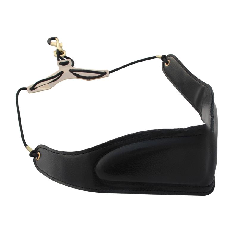 Saxophone PU Leather Neck Strap with Thick Soft Padded Adjustable Buckle Black Hook for Baritone Alto Tenor Soprano Sax