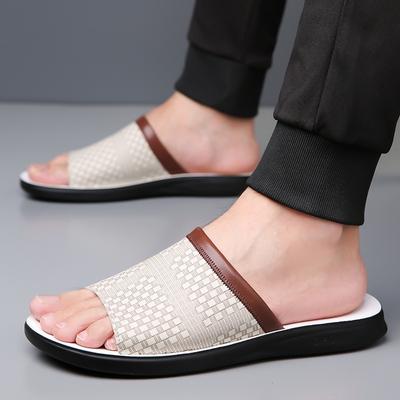 Fashion Summer Men's Shoes Soft Slides Non-slip Casual Slippers Indoor Outdoor Pu Leather Sandals Beach Garden Sandals