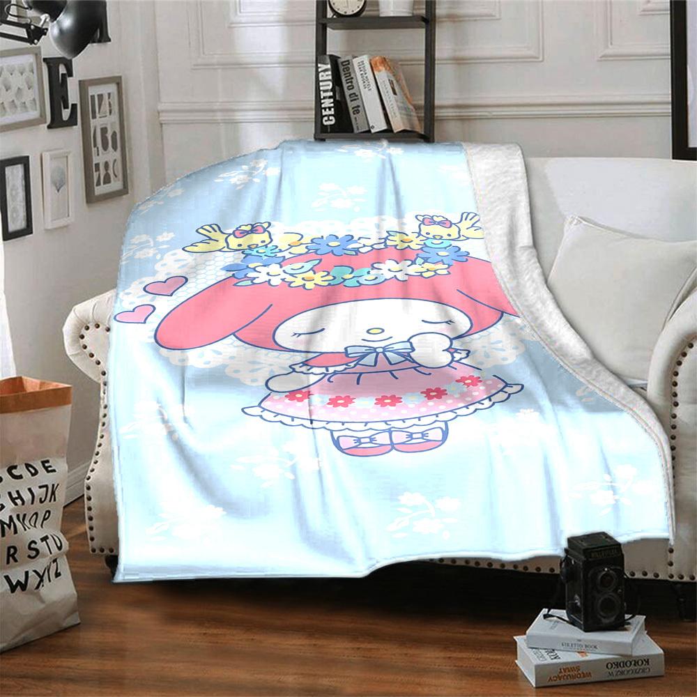 1pc My Melody flower blanket Lightweight Flannel Throw for Sofa Bed Travel Camping Livingroom Office Couch Chair