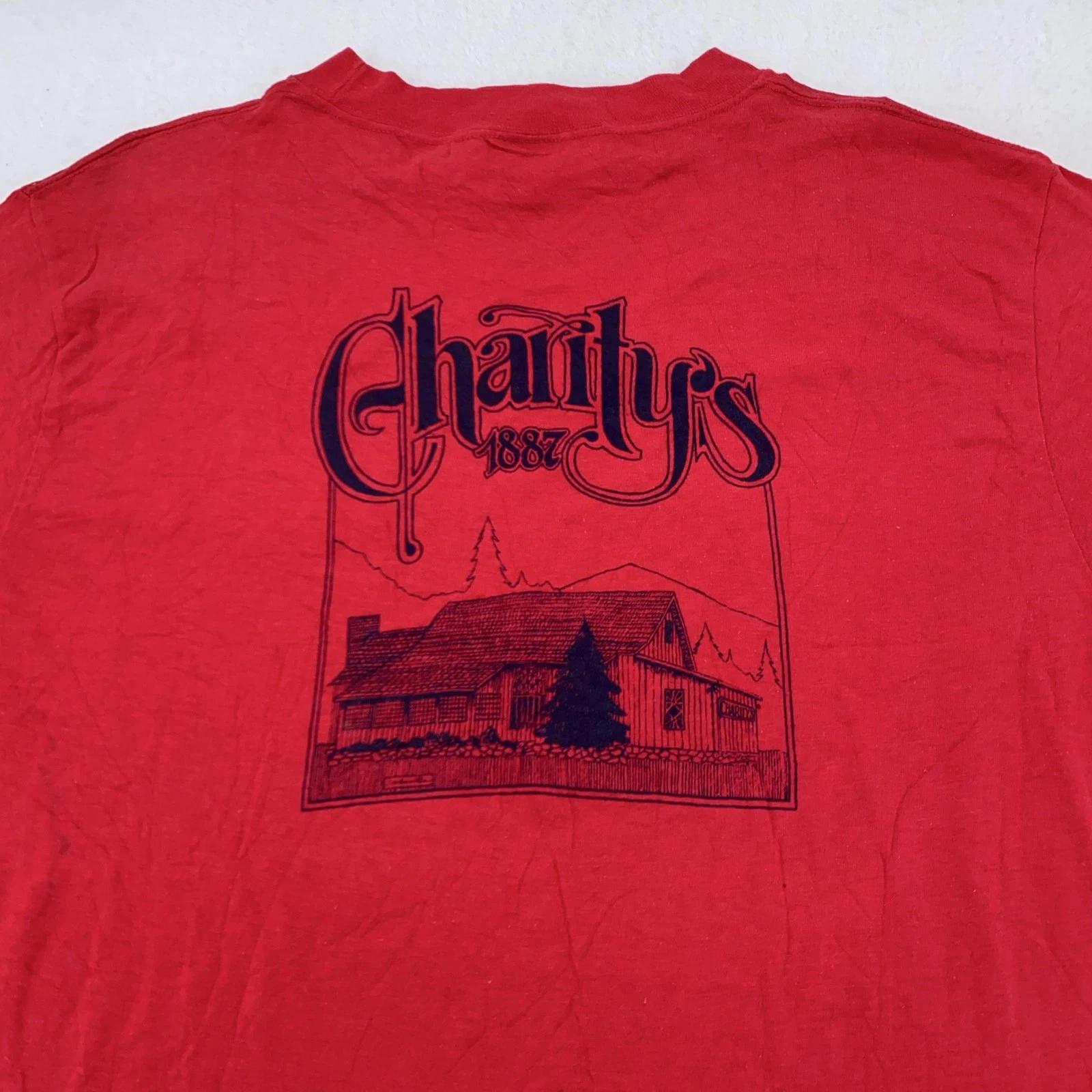 

Винтажная рубашка Charity s Мужская M/L Красная Killington Vermont Anvil 80-е Ресторанная футболка L