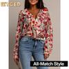 Women's Fashion Casual V-Neck Long Sleeve Blouses & Shirts