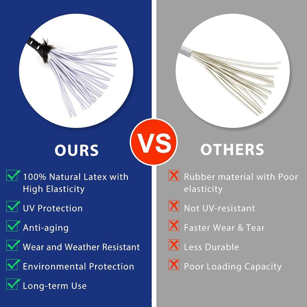 50 Stück Bungee-Kugeln, Schwarze Kordel für Plane, UV-beständig, mit elastischer Schnur für Plane, Gurte, Zelt, Stangen & Drähte