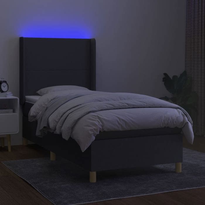 VidaXL Slat Bed Base with Mattress and LED, Upholstered Bed, Single Bed, Adult Bed for Interior Bedroom, 3138670